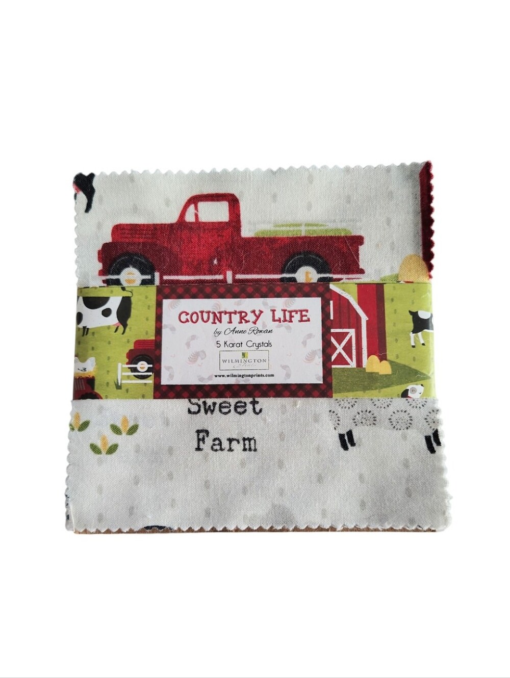 Quilting Fabric Vintage Country Farm Barnyard Animal Patterns Green White Red